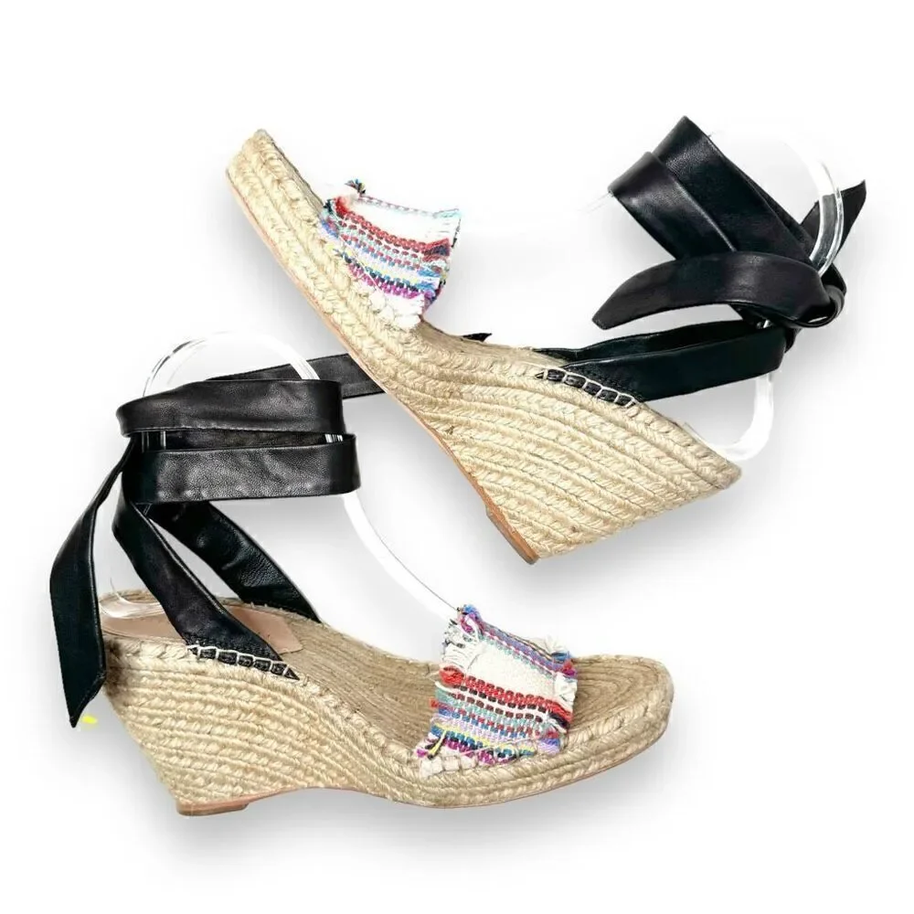 LOEFFLER RANDALL Harper Jute Striped Espadrille Wedge Sandals Women’s Size 7.5 B